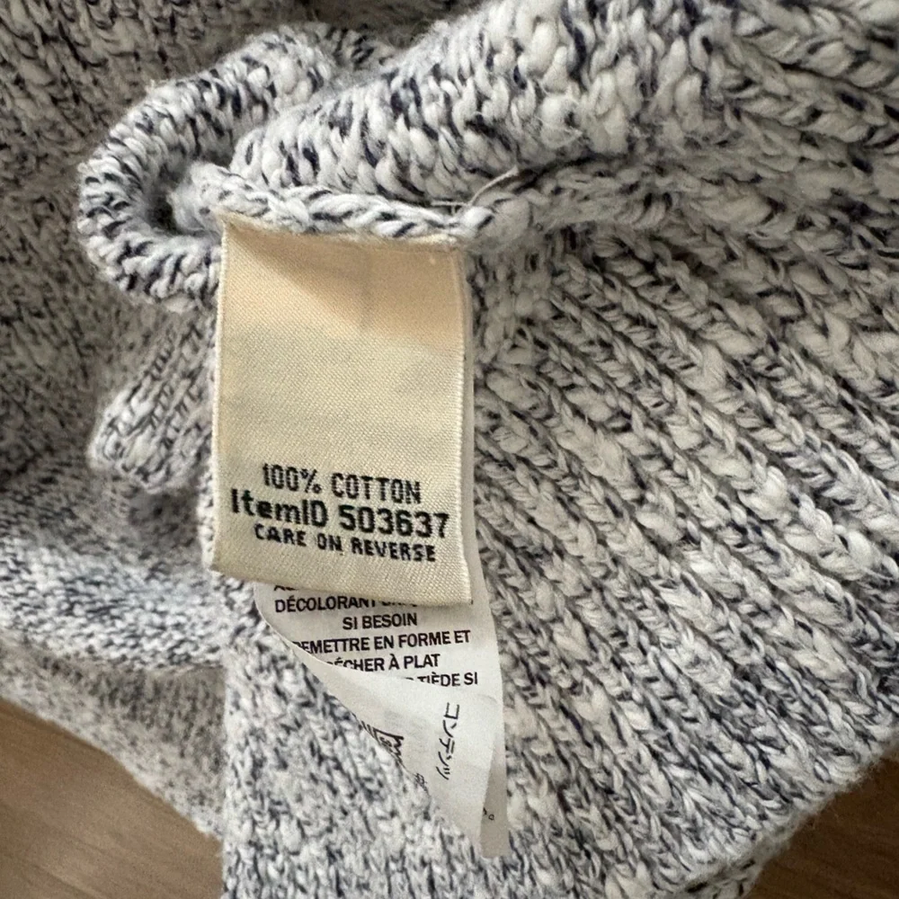 L.L. Bean Women's Marled Blue and White Cotton Cardigan - Picture 4 of 5